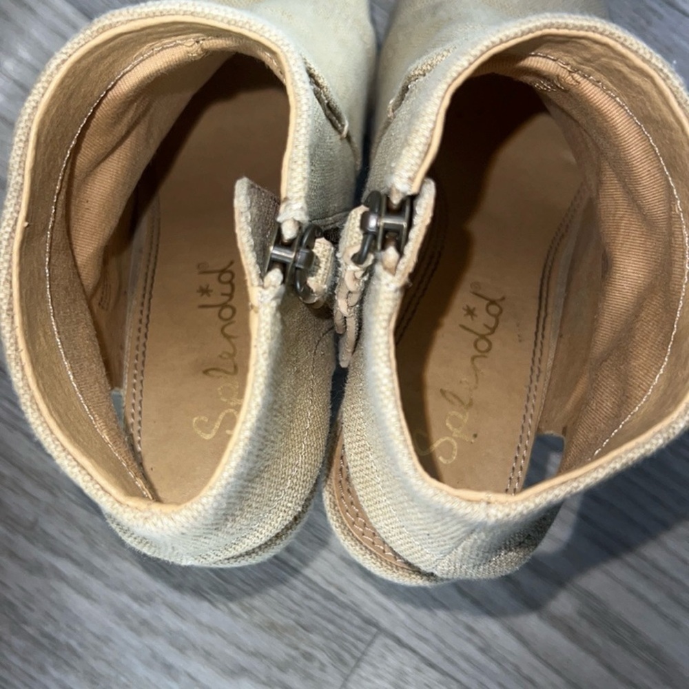 Splendid Tan Peep-Toe Heeled Boots - Picture 8 of 16
